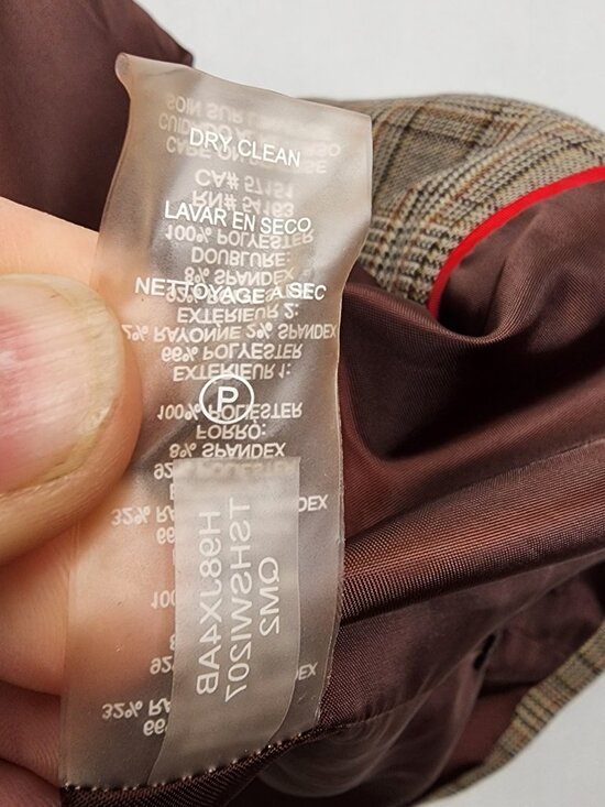 Tommy Hilfiger Women's Blazer Jacket Size 4 Brown Plaid Elbow Patches FLAW - Picture 15 of 16